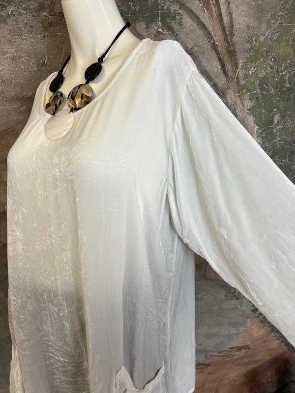 5406 Silk Velvet Judy Tunic-Winter White