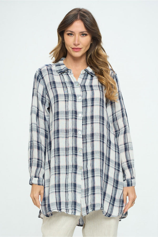 MP-ELT550 Plaid Boyfriend Shirt