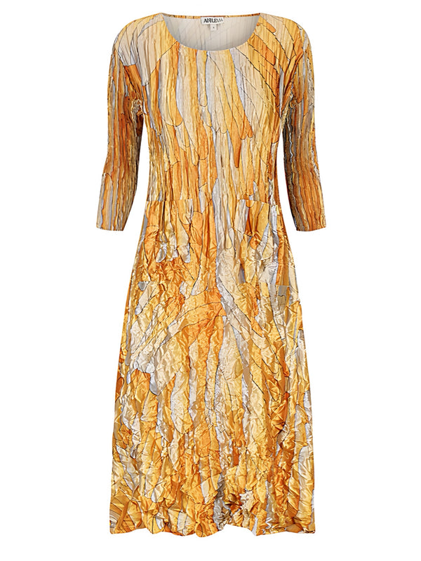 ACD544 3/4 Slv Smash Dress-Golden Feather