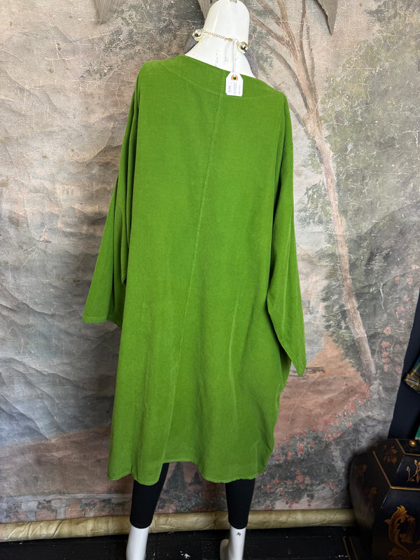 90847 Corduroy Sunflower Dress-Kiwi