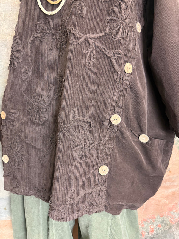 91983A-62 Buttoned Stitch Tunic-Brown