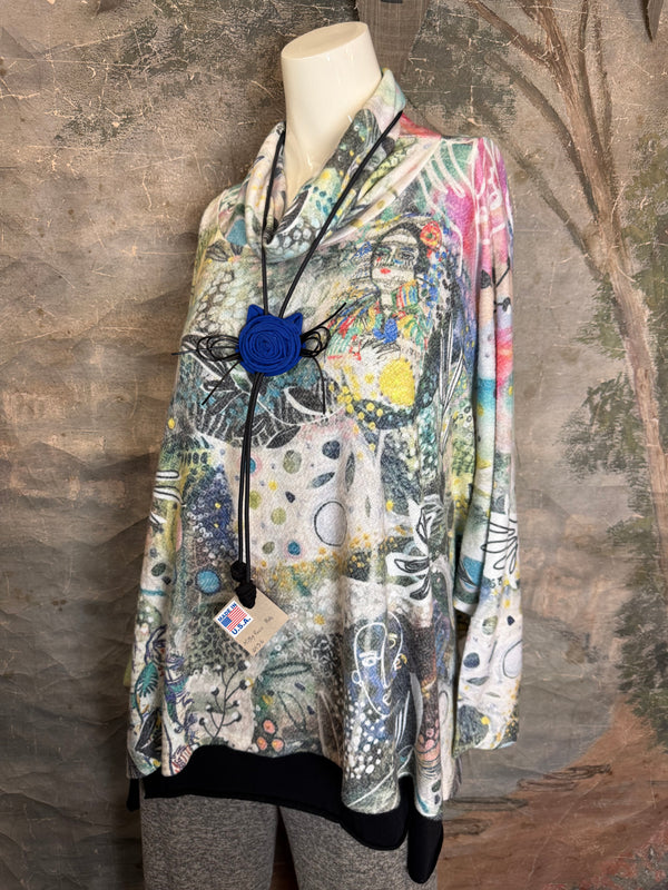 T1056 Cowlneck Pullover-Blooming