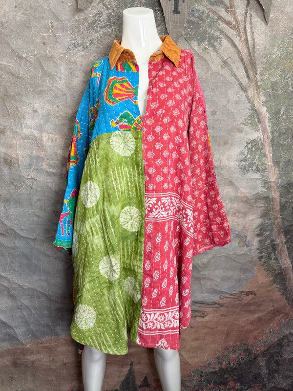 1013w Long Kurta Shirt Dress-Susan