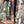 Load image into Gallery viewer, D541 waffle knit cowlneck dress featuring vibrant abstract fruit and geometric mixed print, draped on mannequin - 18
