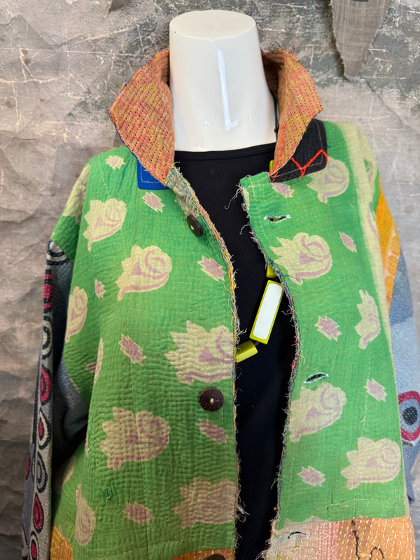 JG-183 Kantha Sunrise Coat-MIX 6