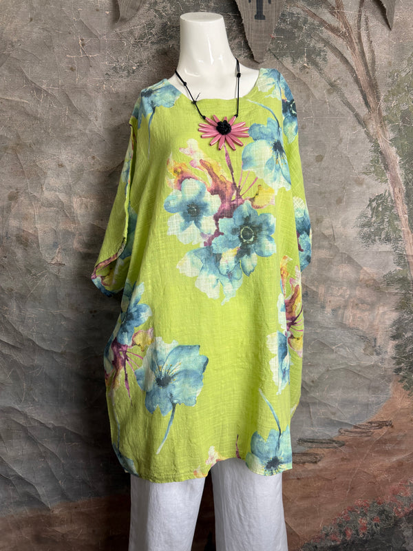 91266A Art to Wear Flower Shirt-Lime