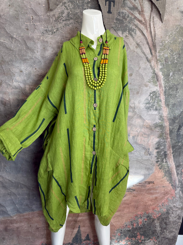 91750S Stripe Big Shirt-KIWI
