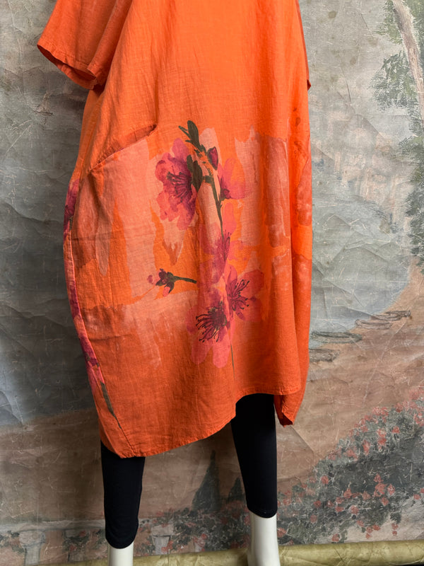 90847B Painters Garden Dress-Orange