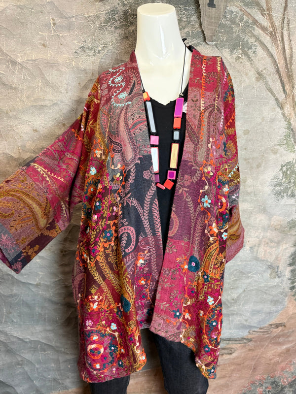 ANU 19828 Embroidered Duster JKT-Macroon