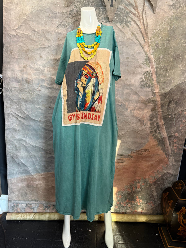 T839 Short Sleeve T-Shirt Dress-Tea/Gypsy