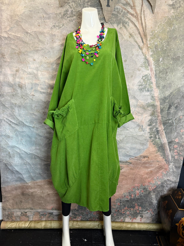 92003 Corduroy Pocket Dress-Kiwi