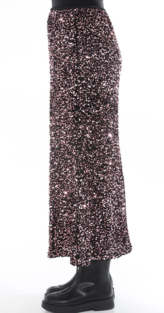 TF-7139 Sequin Pull-on Skirt-Black