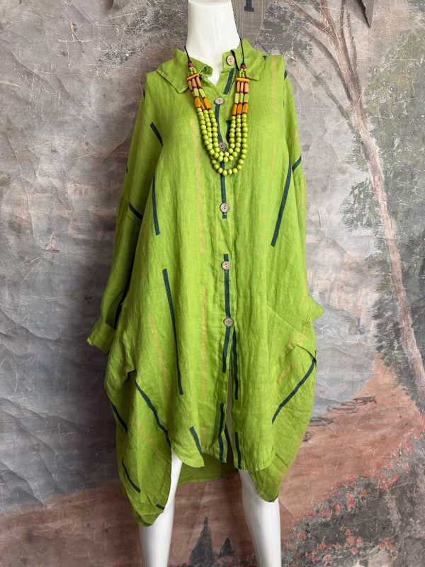 91750S Stripe Big Shirt-KIWI