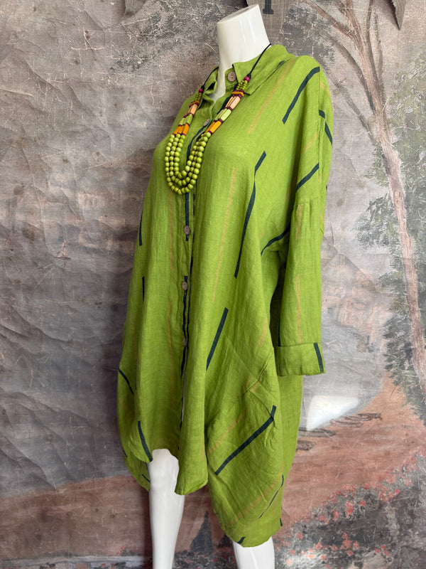 91750S Stripe Big Shirt-KIWI