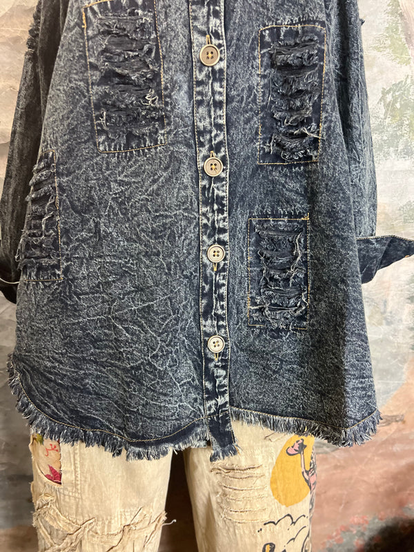 PL413 Distressed Denim Shirt