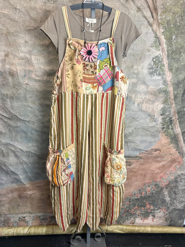 5561 OOAK Patch Linen Overalls-The Mabel