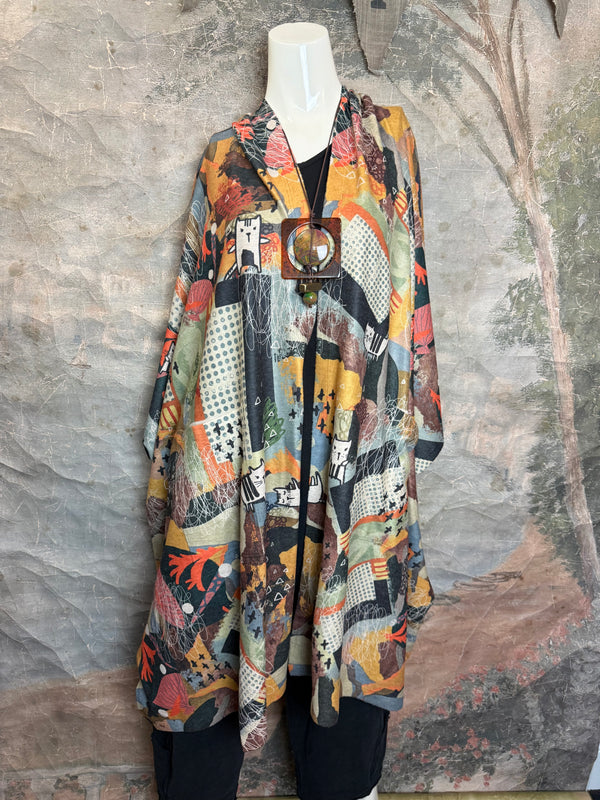 C103 Brushed Hooded Duster