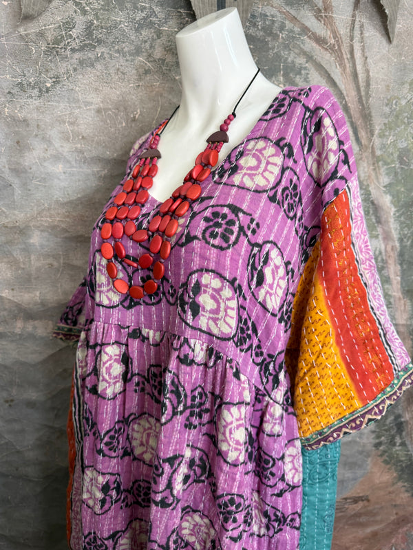 1027w Kantha Arts Tiered Dress-Mix 11