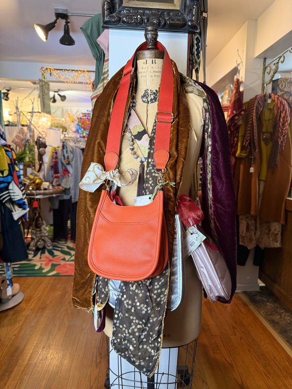 0003A Pebbled Vegan MINI Leather Crossbody Bag-Orange