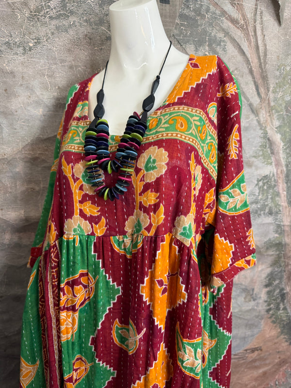 1027w Kantha Arts Tiered Dress-Mix 8