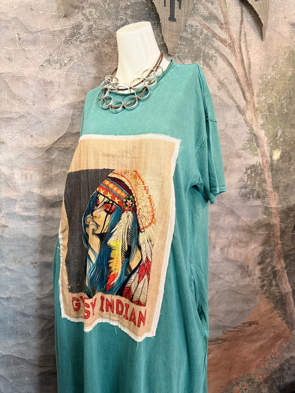 T839 Short Sleeve T-Shirt Dress-Tea/Gypsy