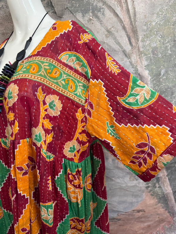 1027w Kantha Arts Tiered Dress-Mix 8