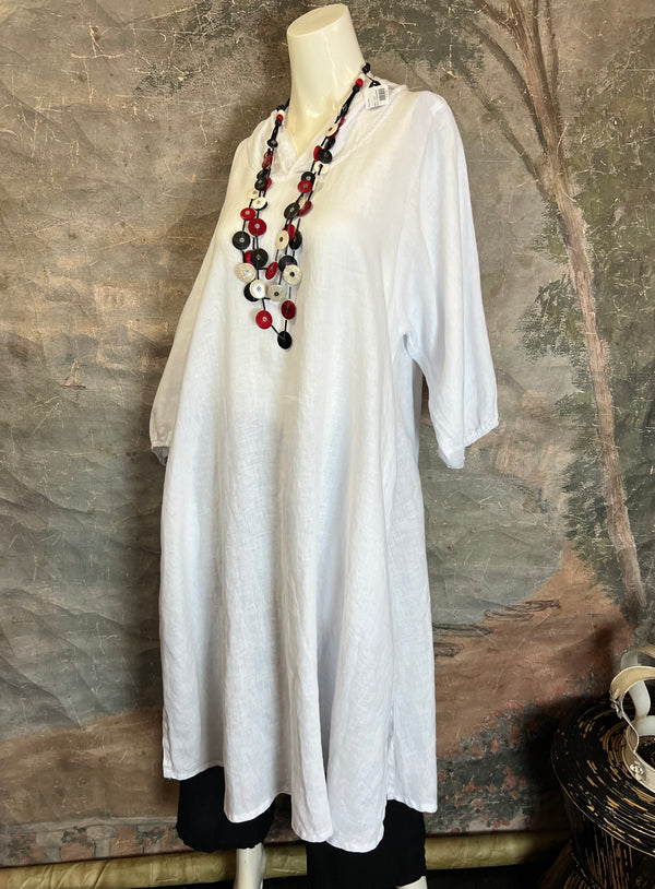HLD946 Hooded Dress-White