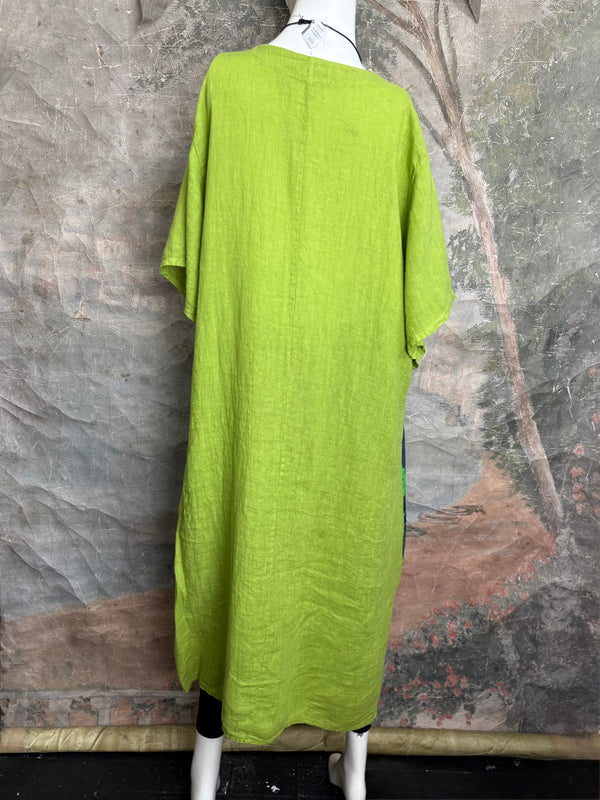 90617P-23 Linen Paint Dress-Kiwi