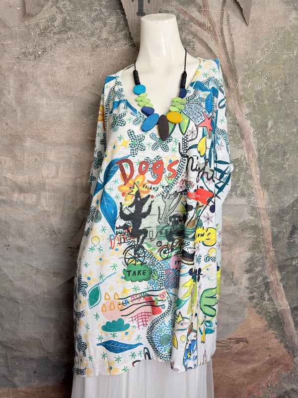 T1640K Vneck Dolman Top-Dogs Night