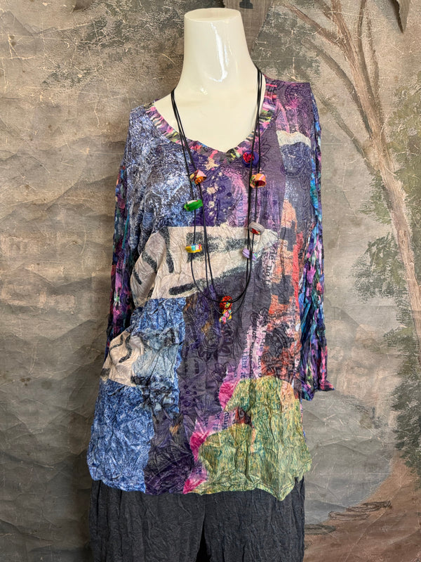 25603 Crinkle Tunic Top-Purple