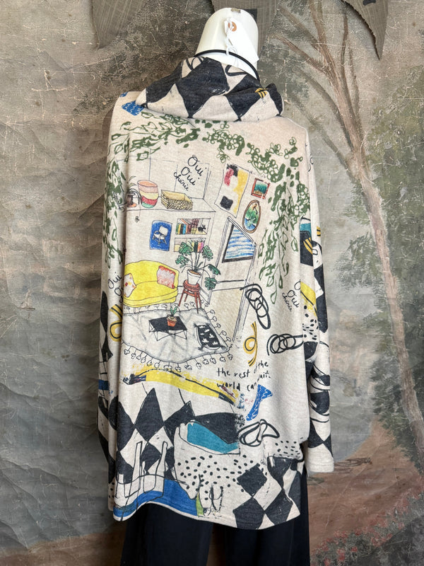 T1097 Cowlneck Dolman Slv Top