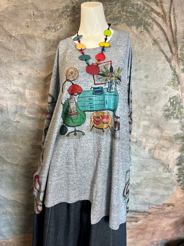 T1086 One Size Uneven Pullover-besties!