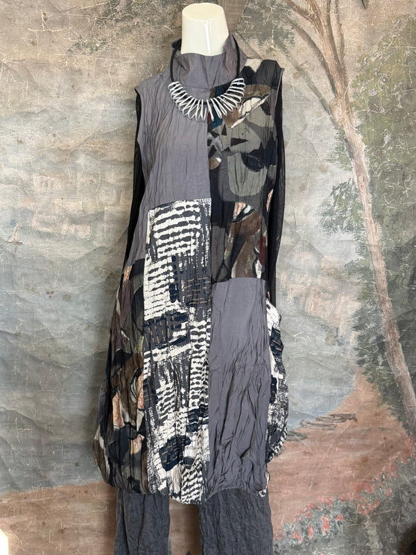 25532 Crushed Mockneck Dress-SLATE