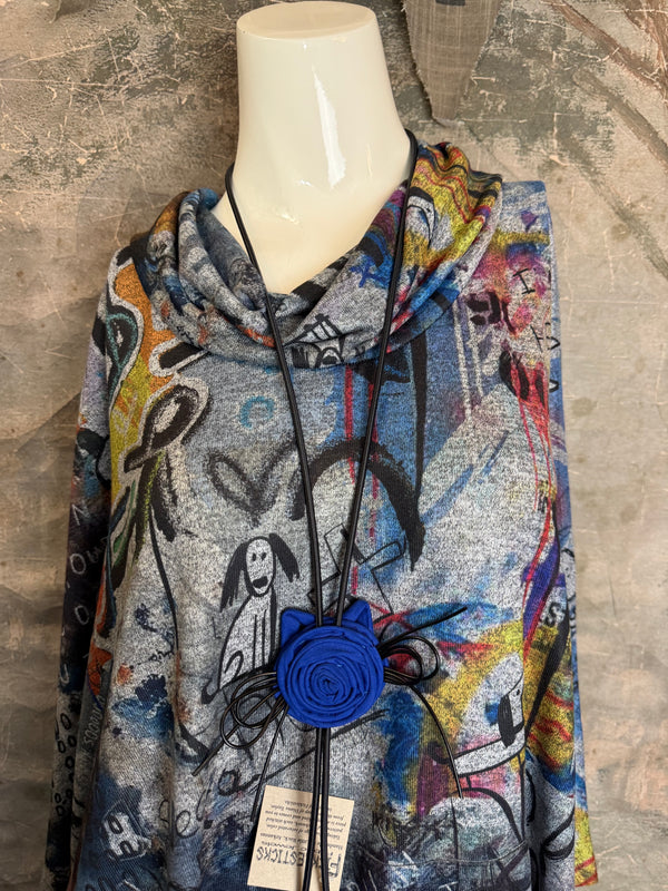 T134T Cowlneck Poncho Top-Coco