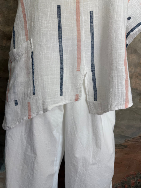 6653S Stripe Top-White