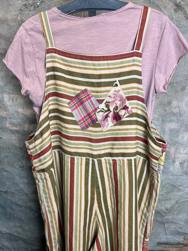 5561 OOAK Patch Linen Overalls-The Edith