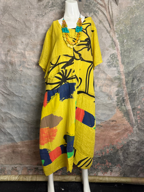 90617P-23 Linen Paint Dress-Mango