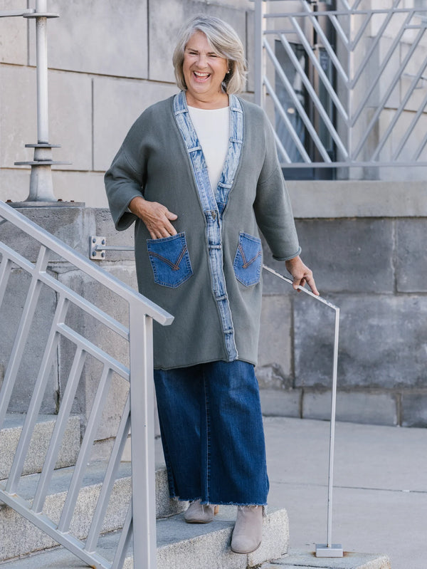 5547 Cotton/Denim Love Cardigan