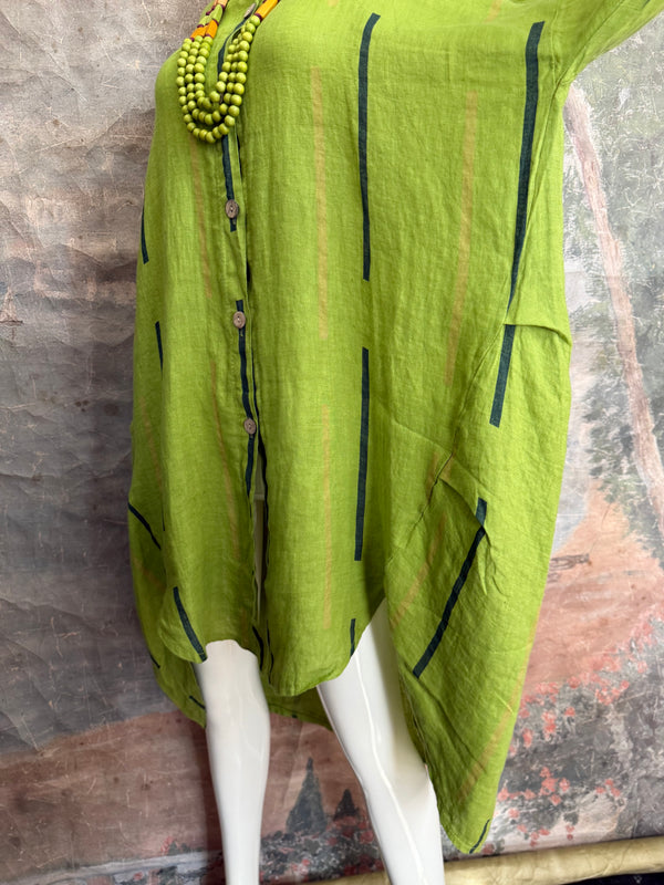 91750S Stripe Big Shirt-KIWI
