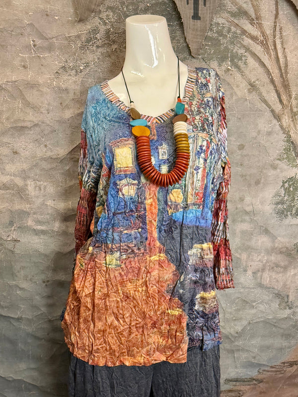 25603 Crinkle Tunic Top-Rust