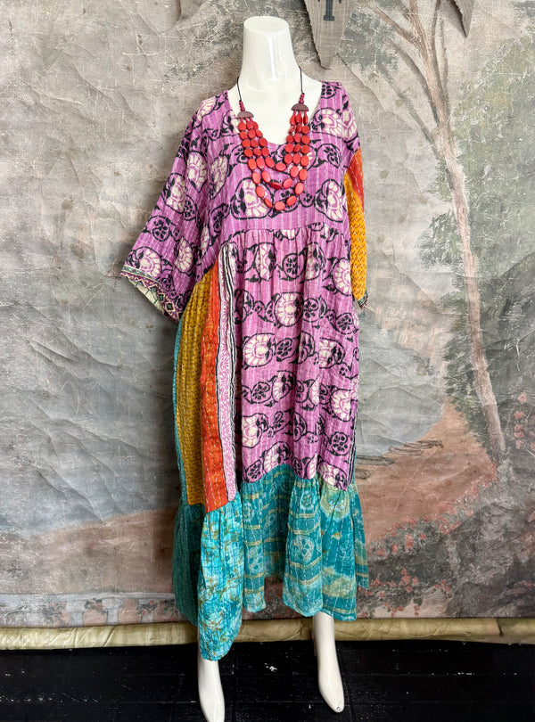 1027w Kantha Arts Tiered Dress-Mix 11