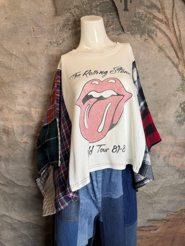 5576 Flannel Band Tee Topper-B