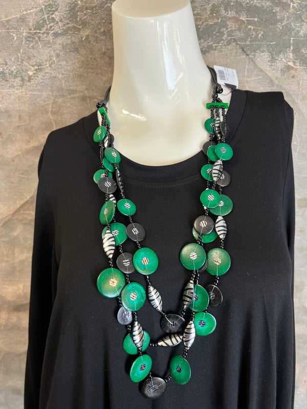 NT367A Multi Strand Necklace-Green