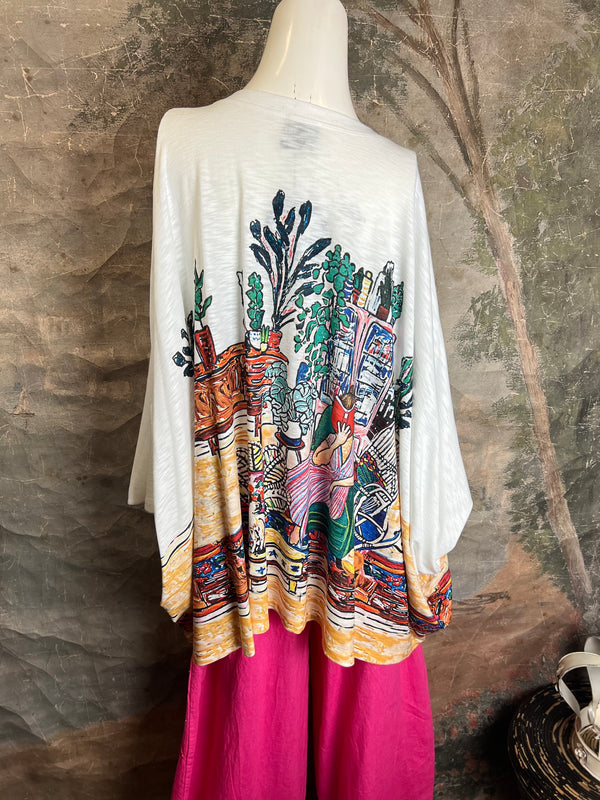 T1369K White Knit Whimsy Top-Book Lover