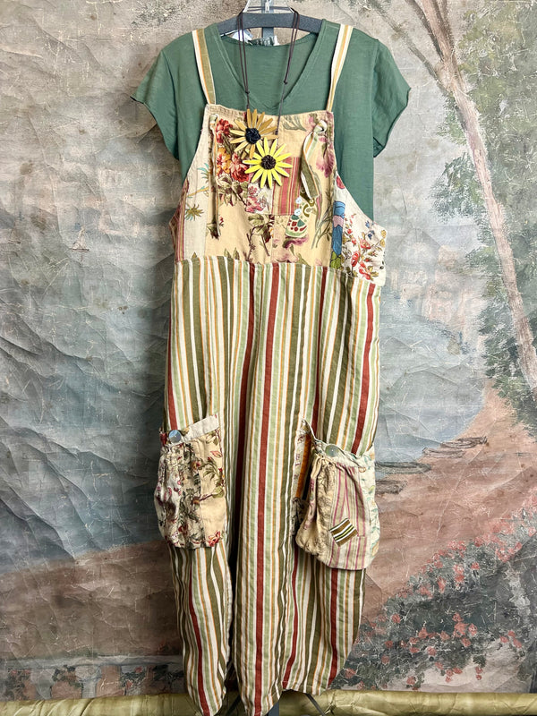 5561 OOAK Patch Linen Overalls-The Mildred