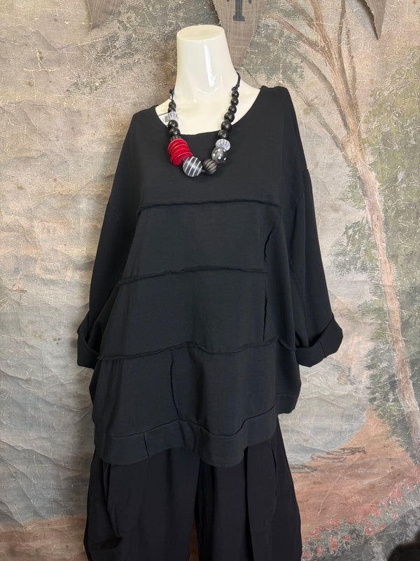 Black coat on a mannequin with a textured background