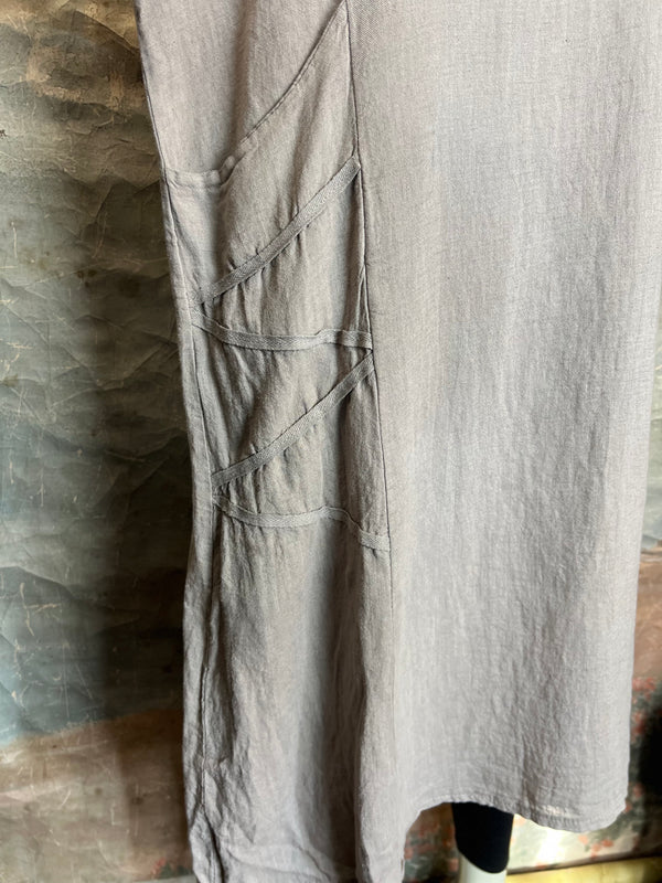 31173GN Linen Tape Accent Dress-Taupe