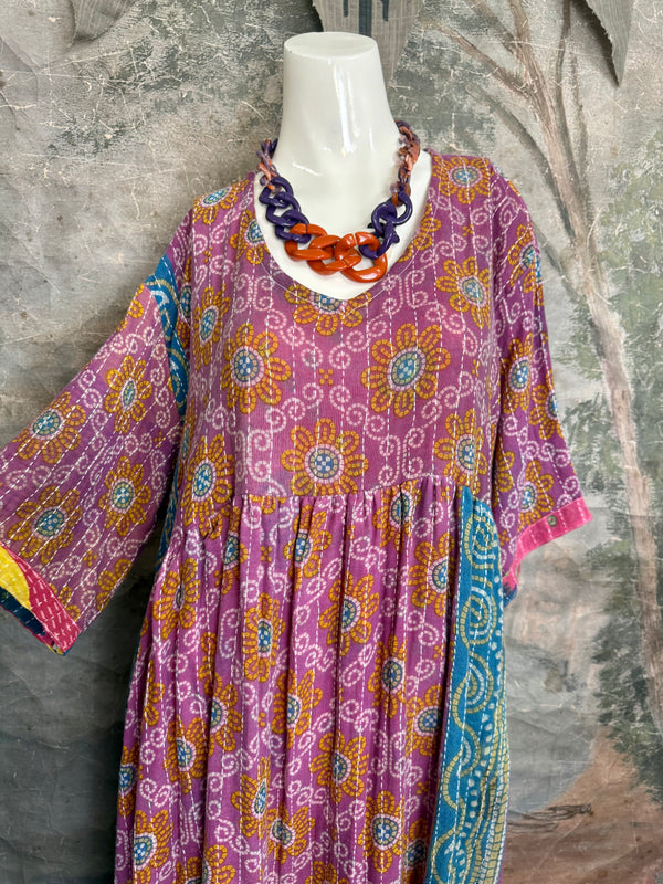 1027w Kantha Arts Tiered Dress-Mix 6