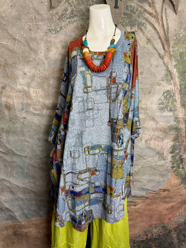 T721T Oversized Dolman Slv Top-Mapped In Color