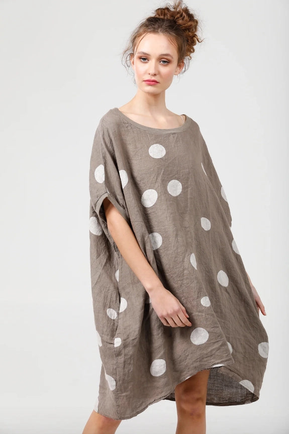 5202 Rosabella Polka Dot Top/Dress-Mocha